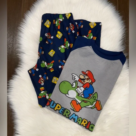 Nintendo Super Mario Kids Pajama Set - Navy and Gray - Picture 1 of 12